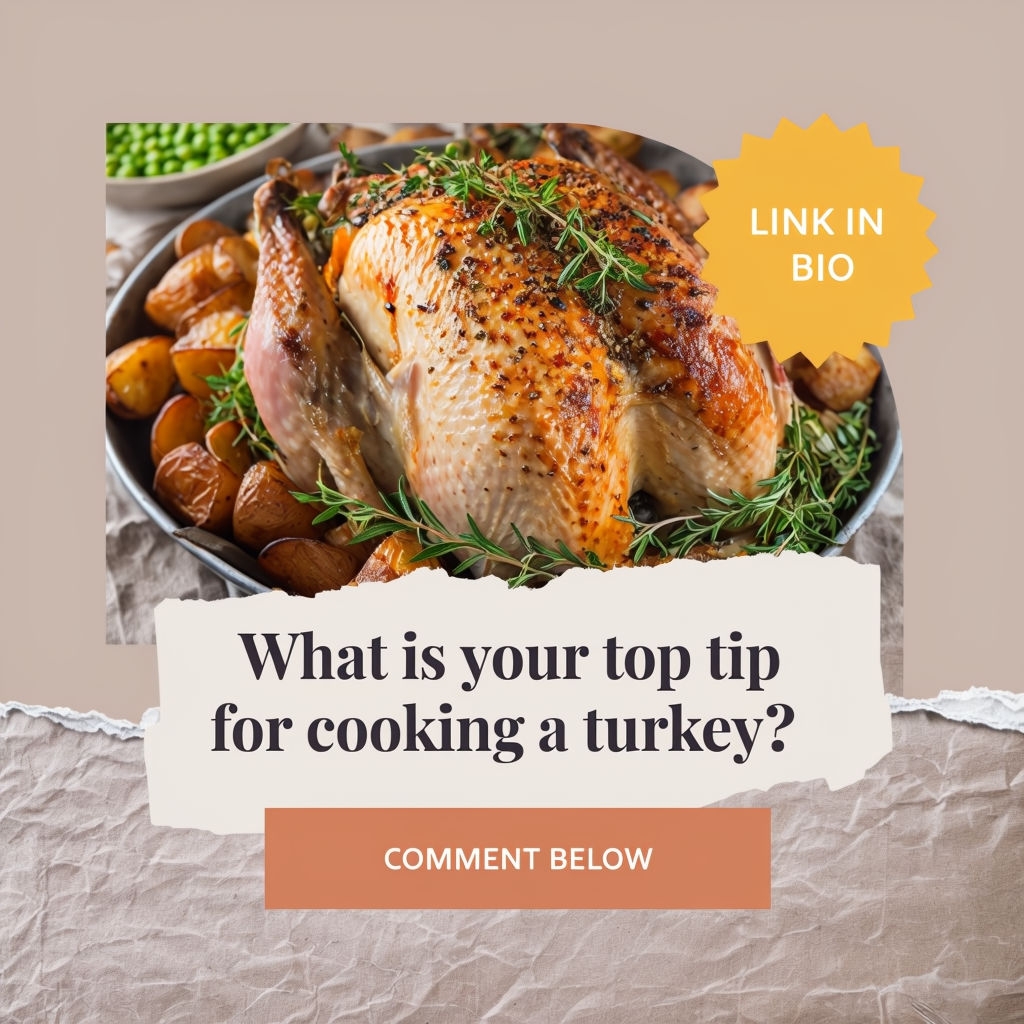 Delicious Roasted Turkey with Tips for Cooking Engagement Social Media Post