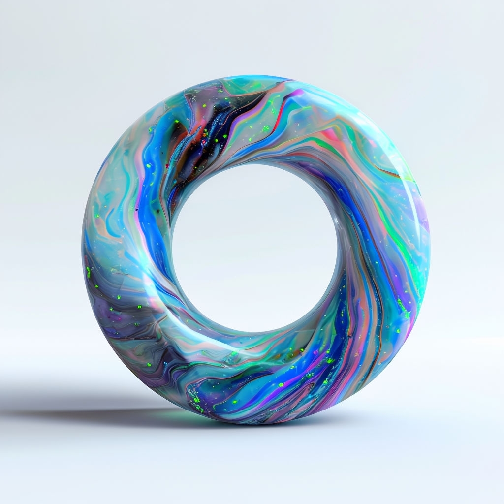 Iridescent Infinite Loop 3D Art on White Background Monogram