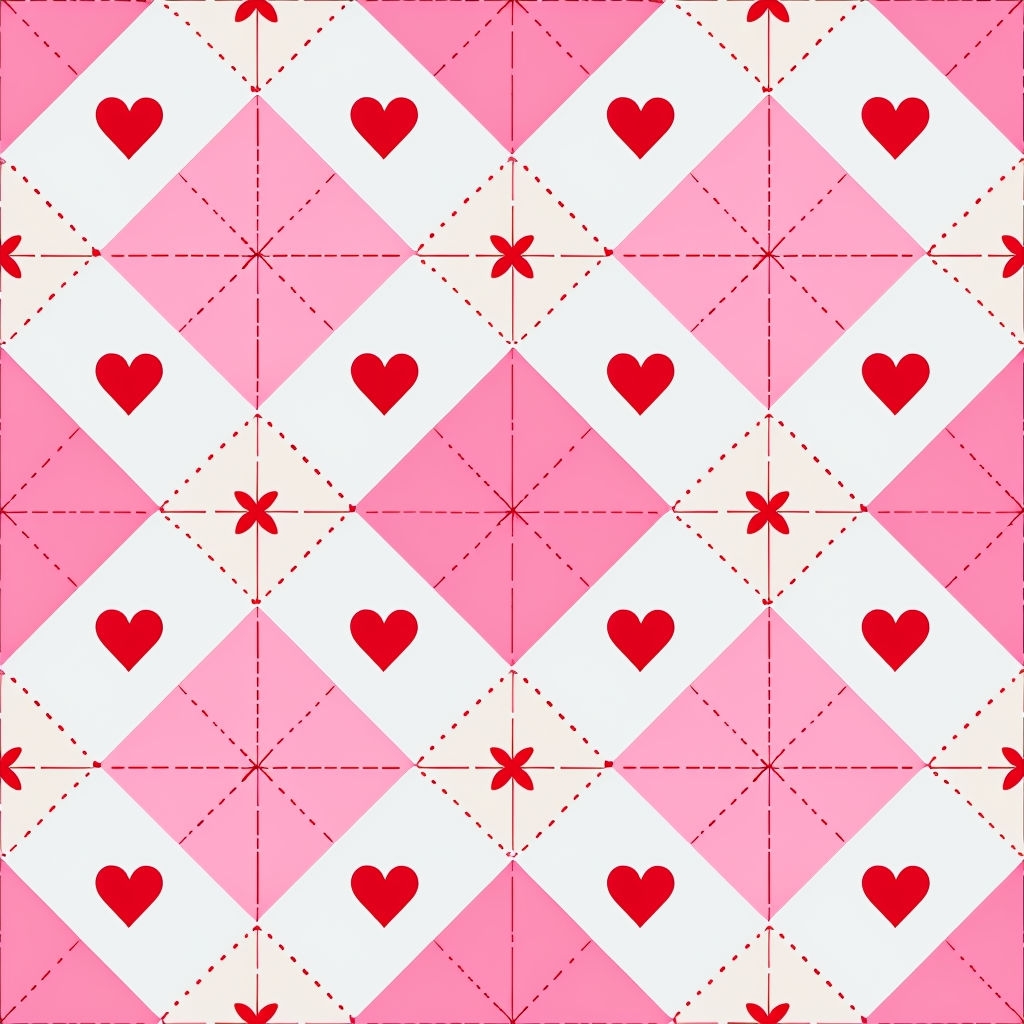 Romantic Diamond-Shaped Heart Pattern in Soft Colors Seamless Pattern