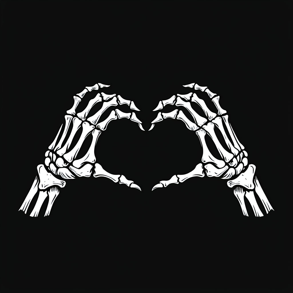 Intricate Skeletal Hands Forming Heart Illustration T-shirt