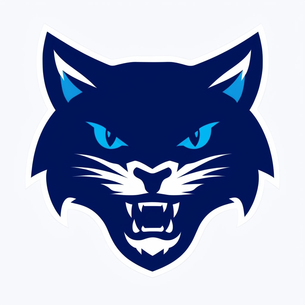 Fierce Navy Blue Cat Head Logo Design for Hats