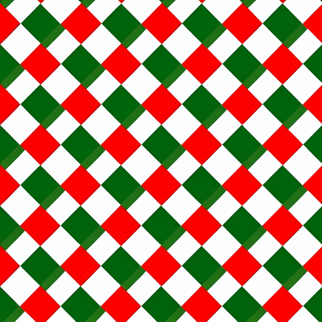 Festive Holiday Plaid Pattern in Green and Red Diamond Design Seamless Pattern
