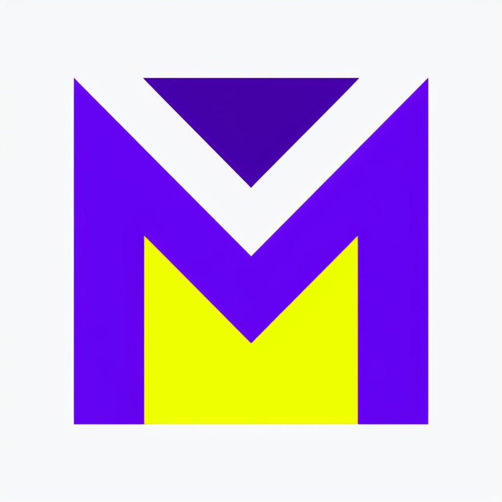 Vibrant Geometric 'M' Logo Design in Bold Color Blocks Monogram