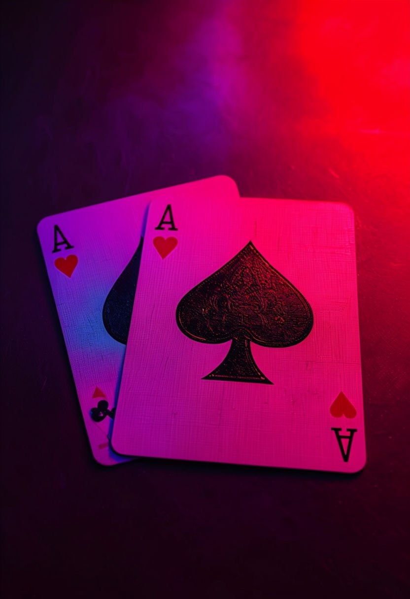 Dramatic Ace of Spades Playing Cards Art with Neon Colors