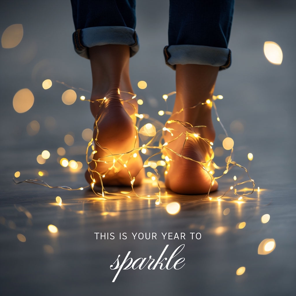 Magical Bare Feet with Fairy Lights and Inspirational Quote Social Media Post