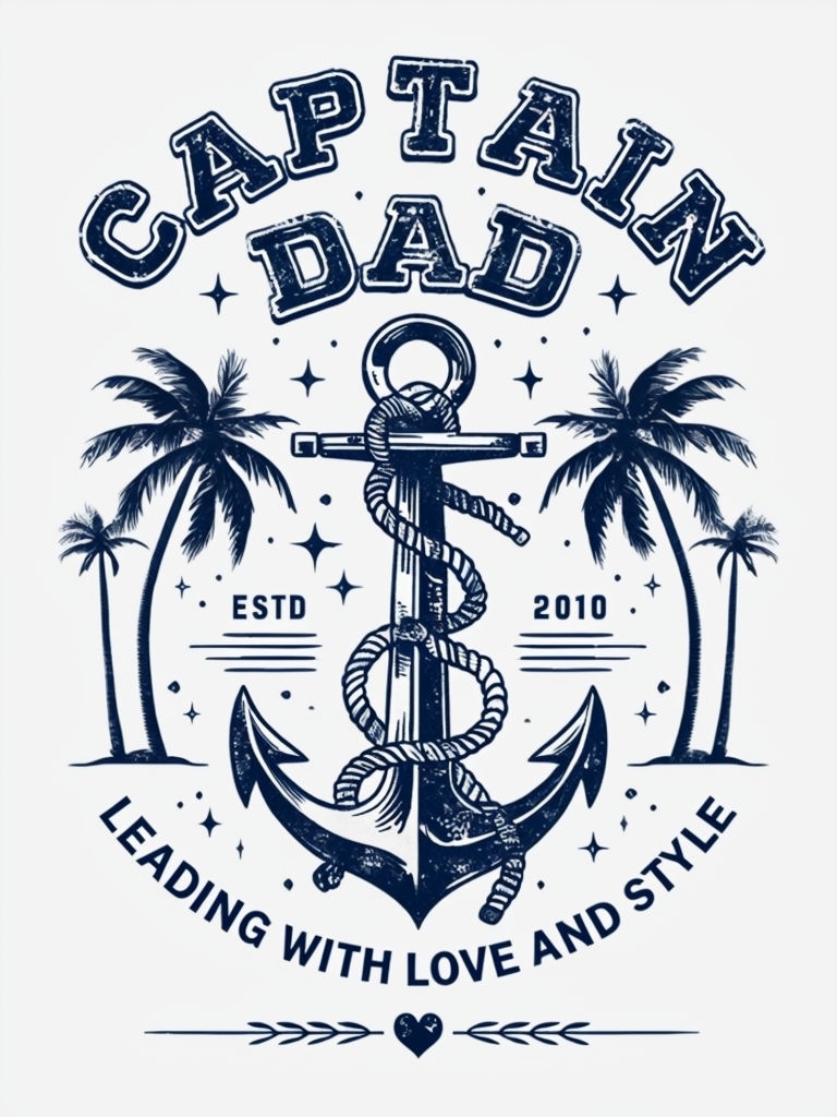Nautical Captain Dad Vintage Graphic Design T-Shirt