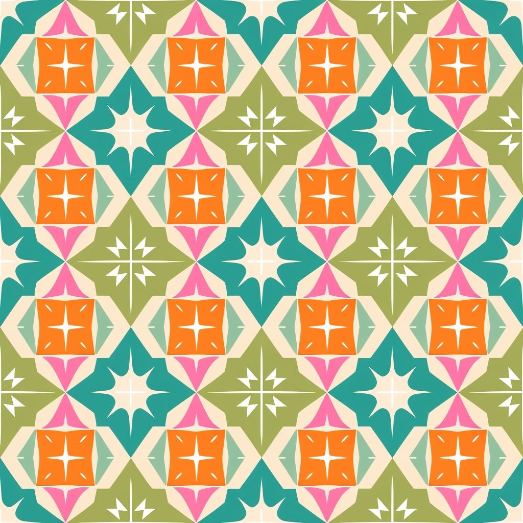 Retro-Inspired Colorful Diamond Star Pattern Design Seamless Pattern