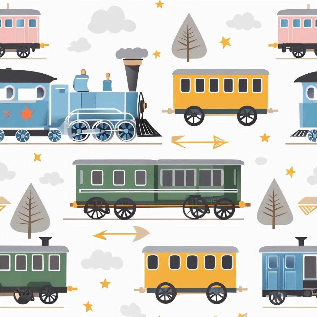 Playful Colorful Train Seamless Pattern for Kids Decor Seamless Pattern