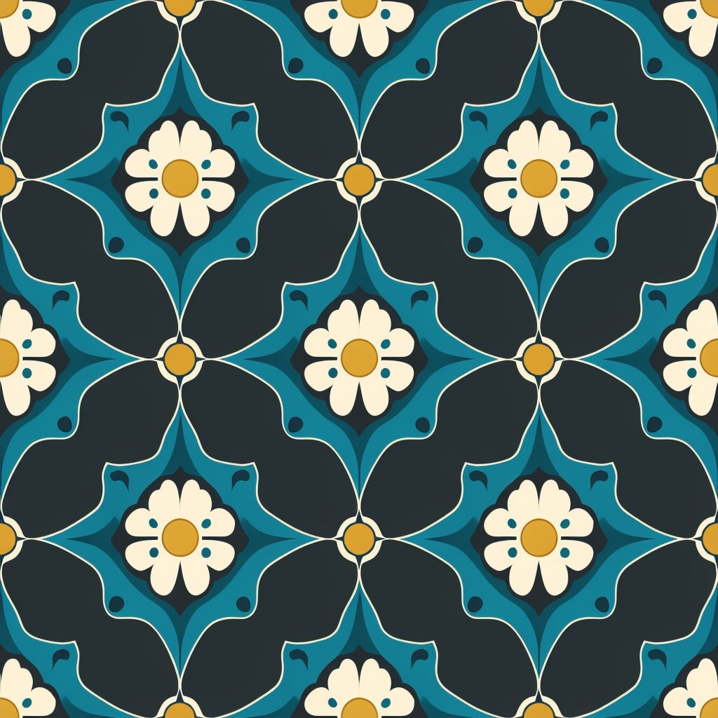 Vibrant Floral Motifs Seamless Pattern Design on Dark Background Seamless Pattern