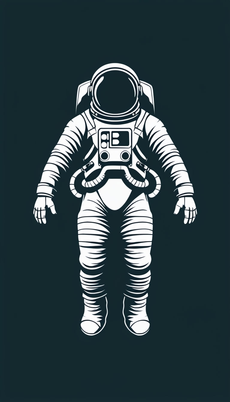 Minimalist White Astronaut Floating in Space Digital Art Mobile Wallpaper