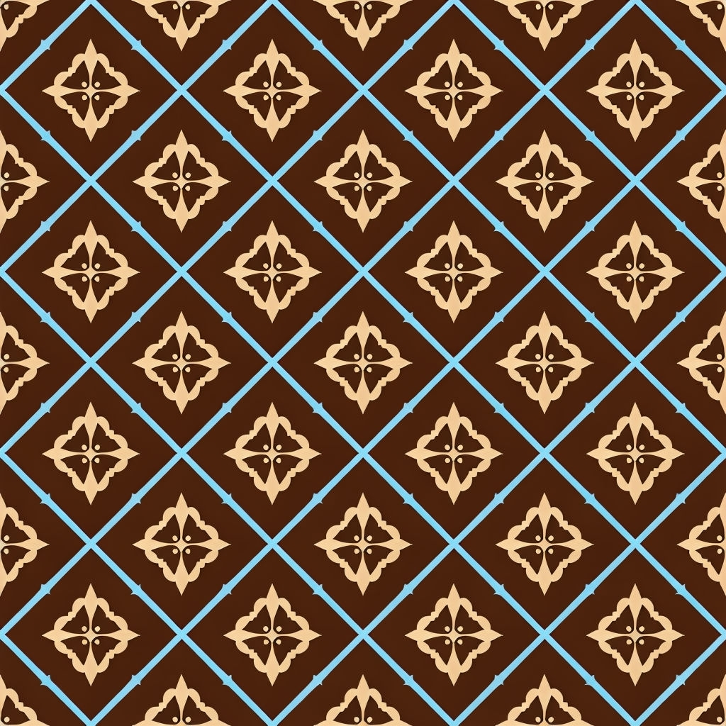 Stylish Brown and Beige Geometric Floral Pattern Design Seamless Pattern