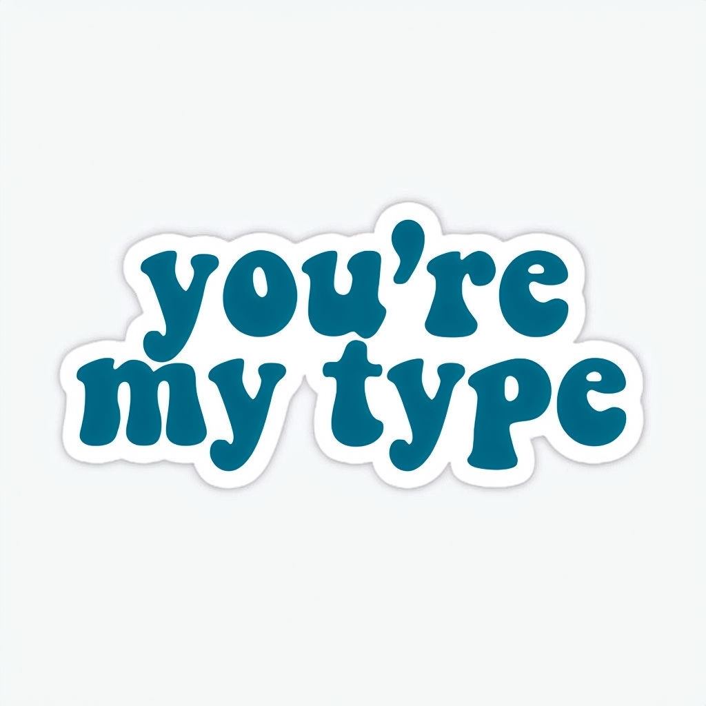 You're My Type Bold Teal Typography Sticker