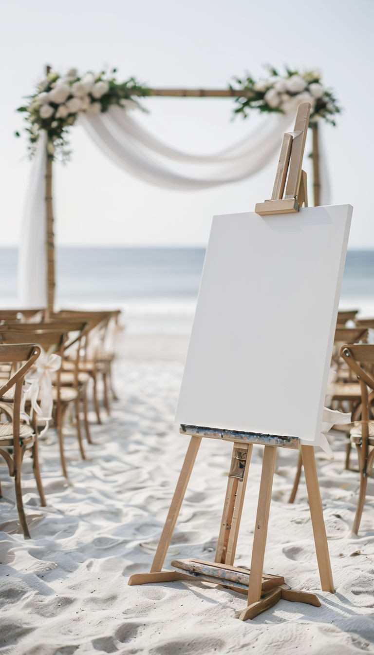 Beach Wedding Wooden Easel Mockup
