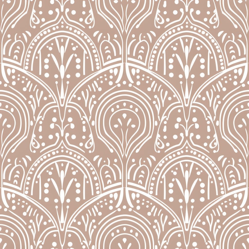 Elegant White Arch and Teardrop Geometric Pattern Seamless Pattern